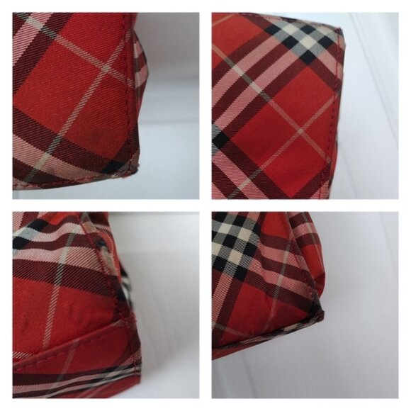 Burberry Red Plaid Tote Bag - Picture 9 of 11